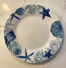 Image of Royal Norfolk Shore Living Dinner Plate Sealife Shells Beach Blue 10.5” New