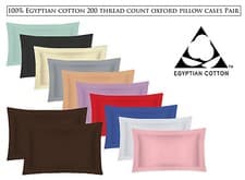 Image of Oxford Pillow cases or Housewife Pillow cases 200 Thread Count Egyptian Cotton