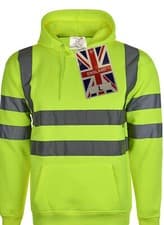 Image of Hi Viz Vis High Visibility Yellow Hoodie Jumper Work Hooded Sweatshirt S- 3XL