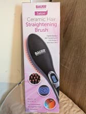 Image of Bauer Professional Ceramic Hair Straightening Brush 360° Swivel Cord New In Box