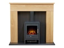 Image of Adam Innsbruck Stove Fireplace in Oak with Bergen Electric Stove in Charcoal Gre