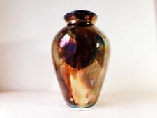 Image of Golden raku vase , gold lustre raku , large raku vase , 2,5 liters