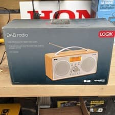 Image of Logik L55DAB15 Portable DAB+/FM Clock Radio - Silver/Wood