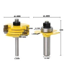 Image of 6 Kerf Slot Cutter Router Bit Set 1/2" & 1/4" Shank Adjustable Removable Bit UK