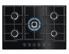 Image of AEG 8000 Series 74cm 5 Burner Gas on Glass Hob - Black HKB75450NB