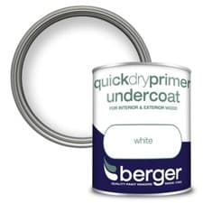 Image of Berger Quick Dry Primer Undercoat Paint Interior Exterior Wood 750ml - White
