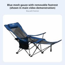 Image of Reclining Camp Lounger Foldable Design Lounge Chair Lightweight for Beachgoers