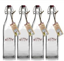 Image of Pack of 4 Kilner Square Clip Top Bottles 1L