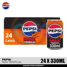 Image of Pepsi Max Tropical 24 Pack (24 x 330ml) Soft Drink Cans | Maximum Taste No Sugar