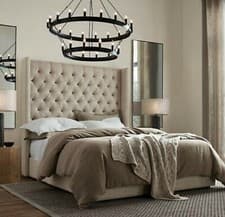 Image of Chenille Wing Chesterfield Ottoman Storage Bed Headboard Pocket Sprung Mattress