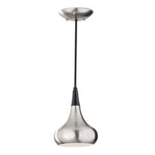 Image of 1 Bulb Ceiling Pendant Light Fitting Brushed Steel LED E27 60W Bulb