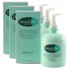 Image of 3 x Dermol 500 Lotion 500ml Moisturiser Antimicrobial Soap Substitute Emollient