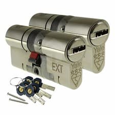 Image of Yale Door Lock Cylinder Platinum 3* Star Euro Barrel Keyed Alike Pairs Anti Snap
