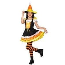 Image of Rubies 625201 Little Miss Candy Corn Witch Child Costume Multi Color - Medium
