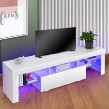 Image of TV Stand 160cm High Gloss TV Unit Cabinet Sideboard With LED Light & Drawers