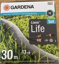 Image of Gardena Liano LIFE Textile Hose Pipe Set 1/2" / 12.5mm 30m Grey