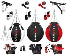 Image of Maxx boxing Heavy Filled Wrecking ball punch bag set, bracket mitts + FREE CHAIN