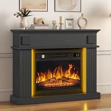 Image of Fireplace with 39" Surround, Electric Fireplace Free Standing with Realistic Fl