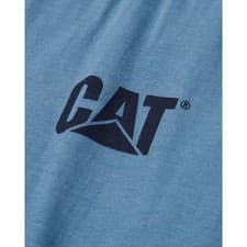 Image of Caterpillar Trademark Banner Long Sleeve T Shirt Teal Tagless back neck for co