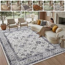 Image of Living Room Rug Large Area Rugs Non Slip Machine Washable Kitchen Floor Carpet