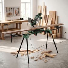 Image of Universal Mitre Saw Stand with Adjustable Rollers, Support Arms, Folding Legs