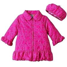Image of AL & Ray Butterfly and Hearts Infant Girls Pink Coat and Hat - 18 Months - NWT