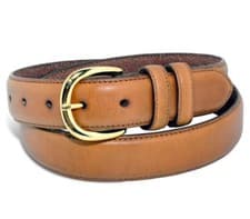 Image of 7903- Men's Caramel Double Keeper Feather Edge Italian Leather Dress Belt-TAN