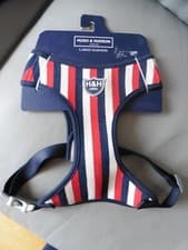 Image of NEW Hugo Hudson London Large Dog Harness Red White Blue Stripe BNIB