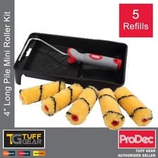 Image of ProDec Mini Roller Kit 4" Inch / 100mm Paint Tray, Frame & 5 x Refills Emulsion