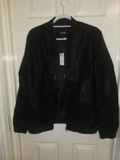 Image of Only & Sons Black PU Bomber Jacket Size Large