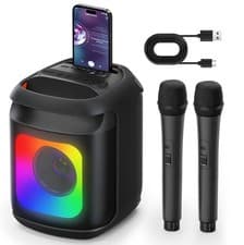 Image of Karaoke Machine 2 Microphones: Portable Karaoke Machine for Adults Kids - Blueto
