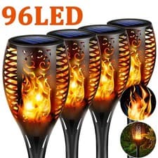 Image of 2 Pack Solar Torch 96 LED Flickering Light Dancing Flame Garden Patio 78cm