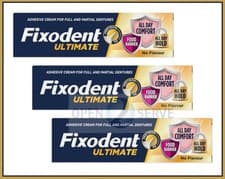 Image of 3x Fixodent Ultimate Adhesive Cream -Strong Hold | Food Barrier | No Flavour-40g