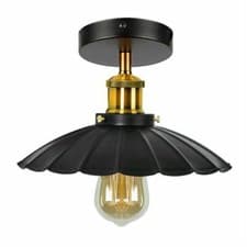 Image of Vintage Semi Flush Mount Ceiling Light E27 Fitting Black Brass Living Bedroom