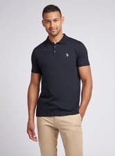 Image of US polo assn Mens Pique Polo Shirt in Black colour