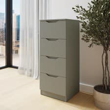 Image of Modern Sage Green 4 Drawer Chest of Drawers Recessed Handles Central Runners