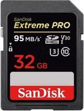 Image of SanDisk Extreme PRO 32GB SDHC Memory Card up to 95MB/s UHS-1 Class 10, U3, V30