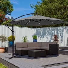 Image of Neo Parasol LED Lights 3M Garden Outdoor Freestanding Cantilever Hanging Umbrell