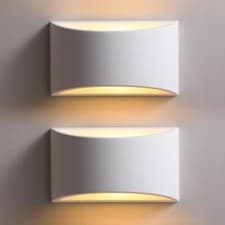 Image of Modern Wall Light Curved White Ceramic Uplighter Design Living Room Lighting