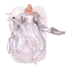 Image of 12" Tree Top Topper Angel Festive Christmas Xmas Fairy Decoration Red & Silver