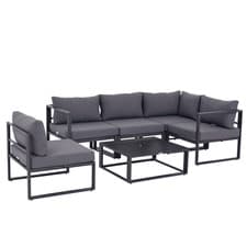Image of Outsunny 6Pcs Outdoor Sectional Sofa Set Conversation Aluminum Frame w/ Cushion