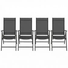Image of SONGMICS Set of 4 Folding Garden Chairs,8-Angle Reclining Backrest,Grey
