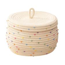 Image of Woven Storage Basket with Lid Woven Storage Bin Gift Container Desktop Organizer