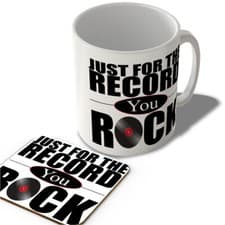 Image of Just For The Record You Rock - Pun - Mug and Coaster Set