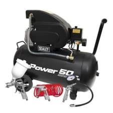 Image of Sealey Air Compressor 50L Direct Drive 2hp & 4pc Air Accessory Kit SAC5020APK