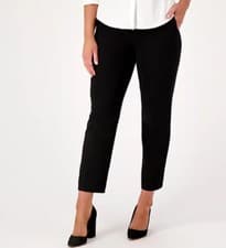 Image of Dennis Basso Regular Luxe Crepe Slim Leg Pants w/ Slight Kick Flare Black Small