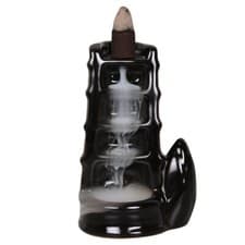 Image of Bamboo Fountain Backflow Waterfall Calming Ceramic Incense Cone Burner Ornament