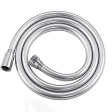 Image of Smooth Matt Silver Shower Hose Brass Pipe Standard Bore PVC Long Flexible 1.5m