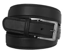 Image of Men's Black Belt, Plain Black Trouser Belts for Men, 1.25" Wide, 28" - 48" Waist