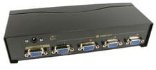 Image of VGA Signal Splitter Boost Box - 1 Computer to 4 x Monitor Screen TV 4 Way SVGA